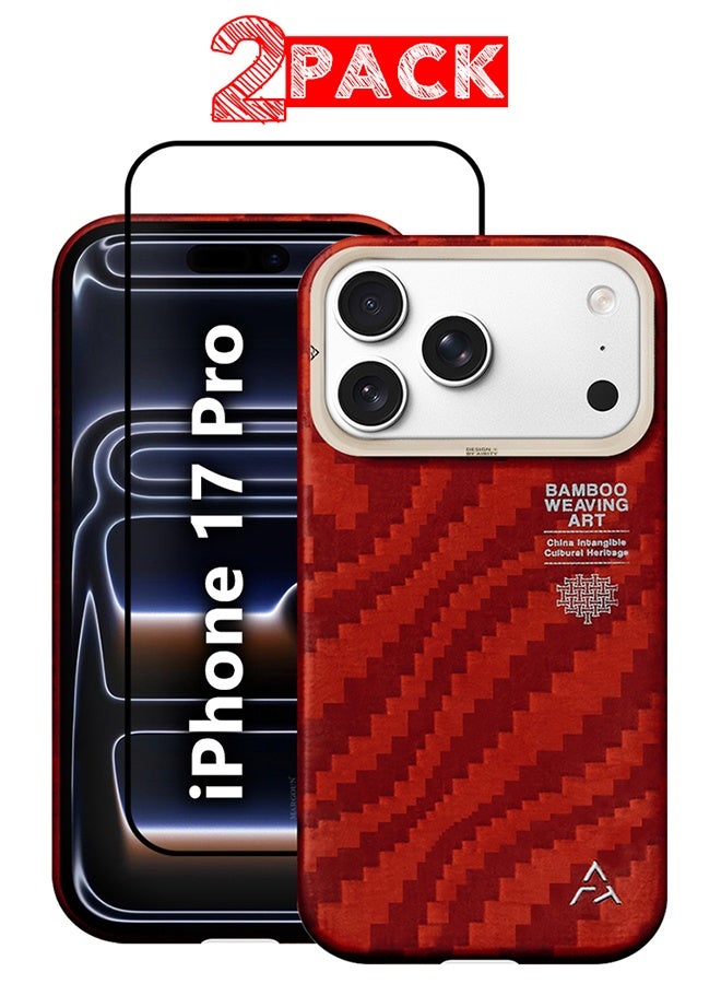 AIRITY Bamboo Fiber Protective Case for iPhone 17 Pro – Ultra Durable, Lightweight & Premium Design Red - Image 1